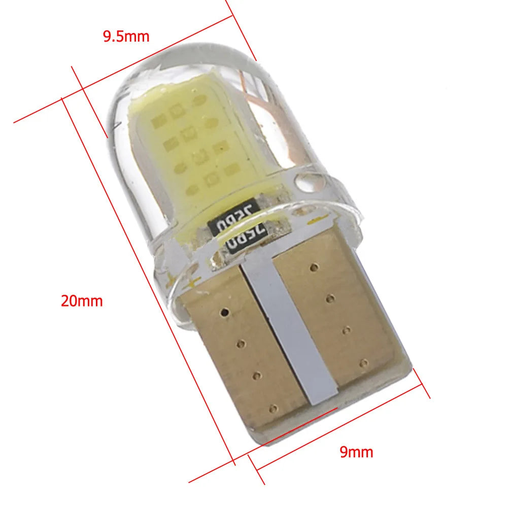 10 قطع T10 W5W لمبة 12 فولت LED لوحة ترخيص مصباح COB T10 LED Canbus مصباح التخليص أضواء وقوف السيارات أضواء السيارات الملحقات