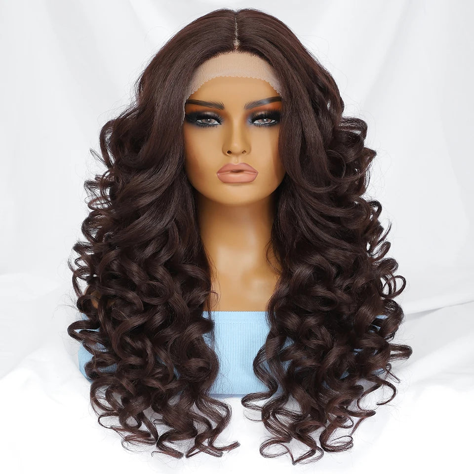 Black Brown Curly Wig Synthetic Lace Front Wigs For Women Glueless Blonde Orange Female Lace Wig 13X4X1 Cosplay Hair Daily Use