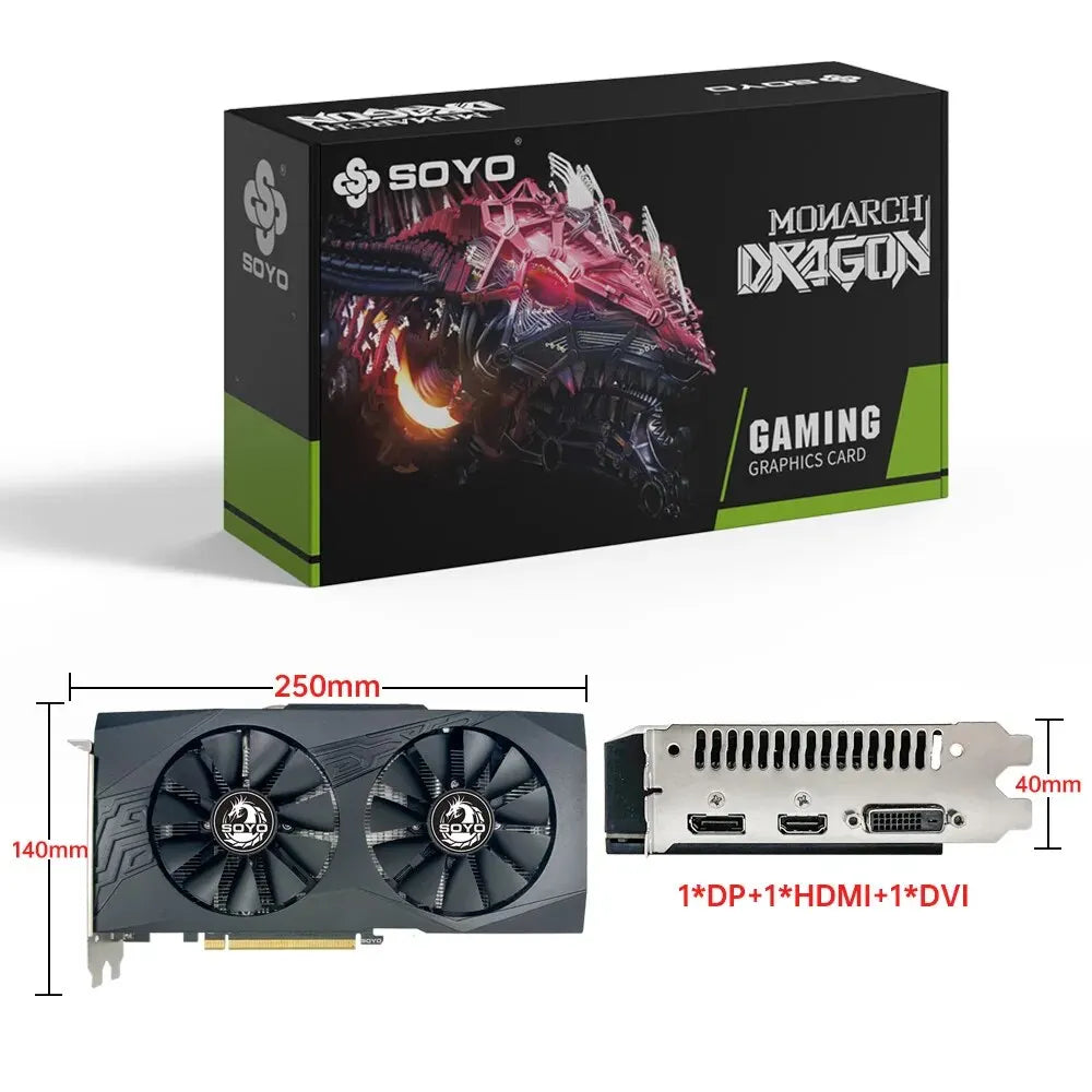 SOYO Graphics Cards Radeon RX580 8G GDDR5 Memory Video Gaming Card PCIE3.0x16 GPU Desktop Computer Components AMD RX 580 8G