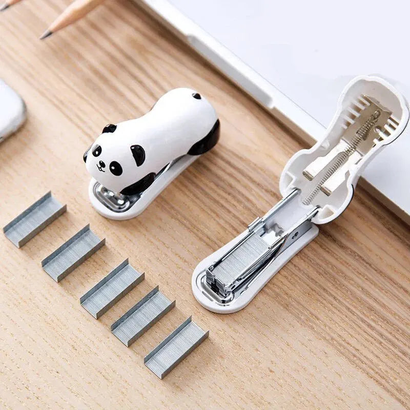 1PCS Red Panda Stapler Set 0453 Combination Type 10 # 10 # Adaptable 0010 Staple Needle Cartoon Mini