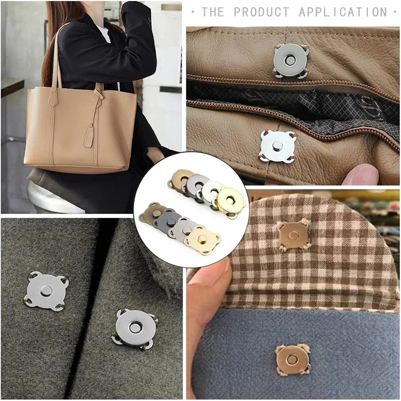 1/10Sets Magnetic Snap Button Metal Invisible Sew on Button Lock Clasps Fasteners for Purse Bags Clothes Craft DIY Accessories