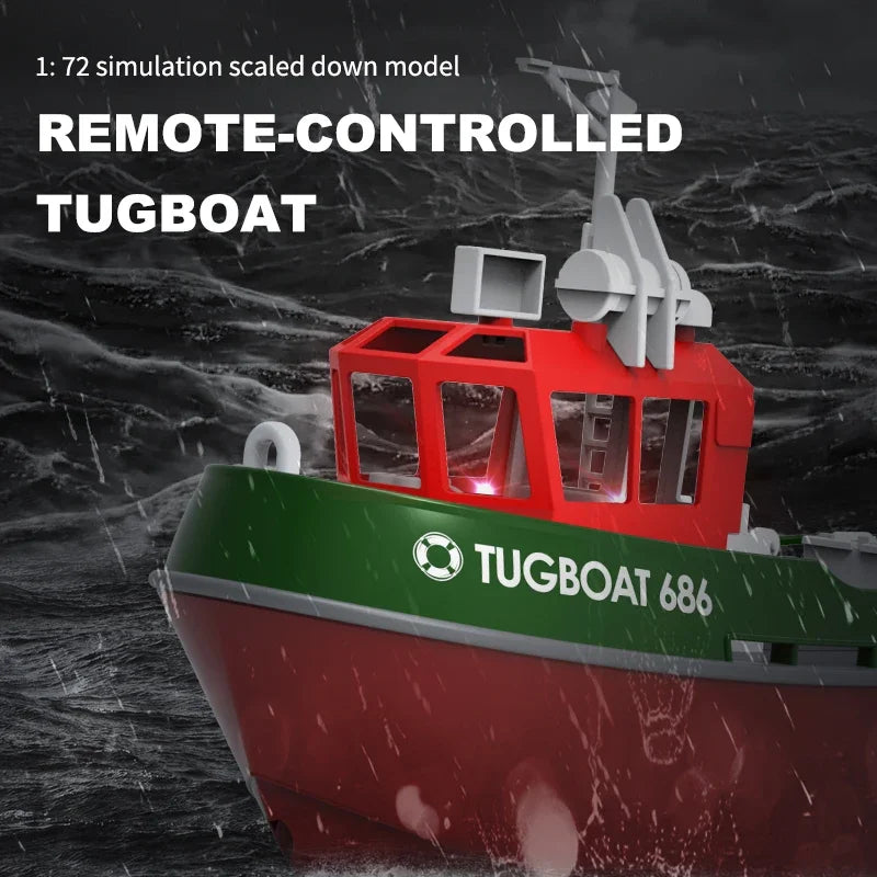 RC Tugboat 2.4G Remote Control Ship Dual Motor Power Proportionally Adjustable Steering Sealed Waterproof Structure Speed Boat