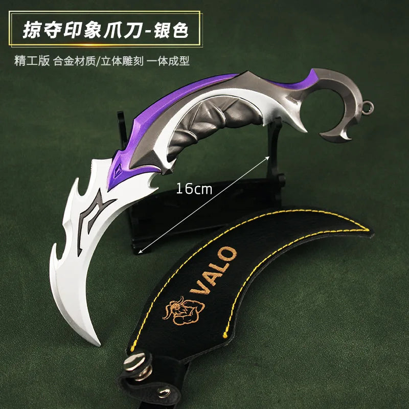 16 см Valorant Game Peripheral Shadow Sect Claw Blade с кожаным чехлом, цельнометаллическая копия, миниатюрная фэнтезийная фигурка, украшения