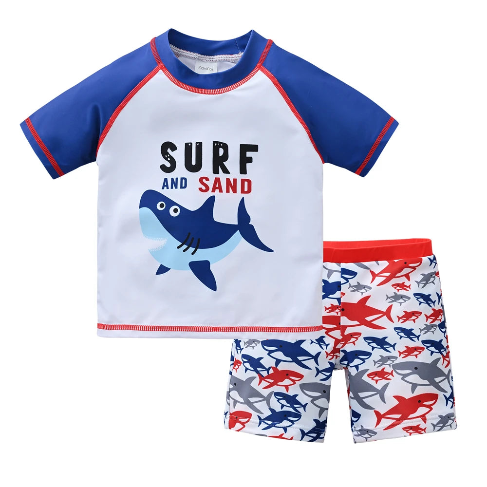 Kids Boy Swimsuit Cool Print 2 Pcs/lot 1-7 Years Summer Children Board Shorts Children Boys Swimwear Beach Surfing