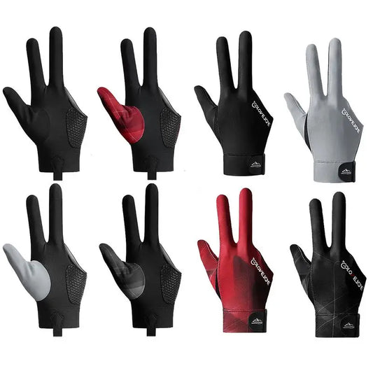 Billiards Glove Left Right Hand 3 Finger Snooker Billiard Glove Non Slip Stickers Elastic Billiard Training Gloves Accessories