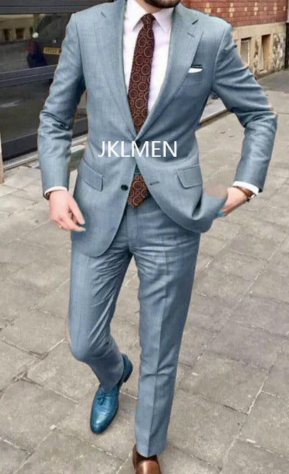 2023 Men's Suit   Handsome Casual 2 Piece Suit For Men Wedding Tuxedos Notched Lapel Groomsmen  Business  Prom Blazer