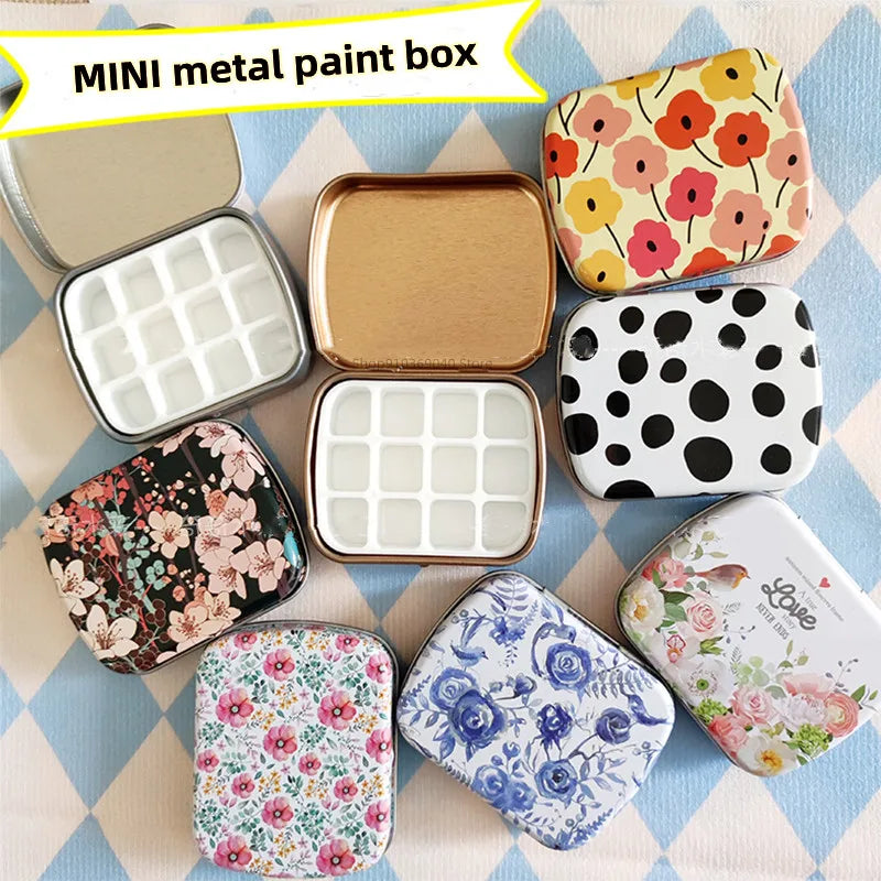 Empty Mini Watercolor Box 12/24grid  Portable Watercolor Palette Travel Painting Sketch Moisturizing Box Paint Box Art Supplies