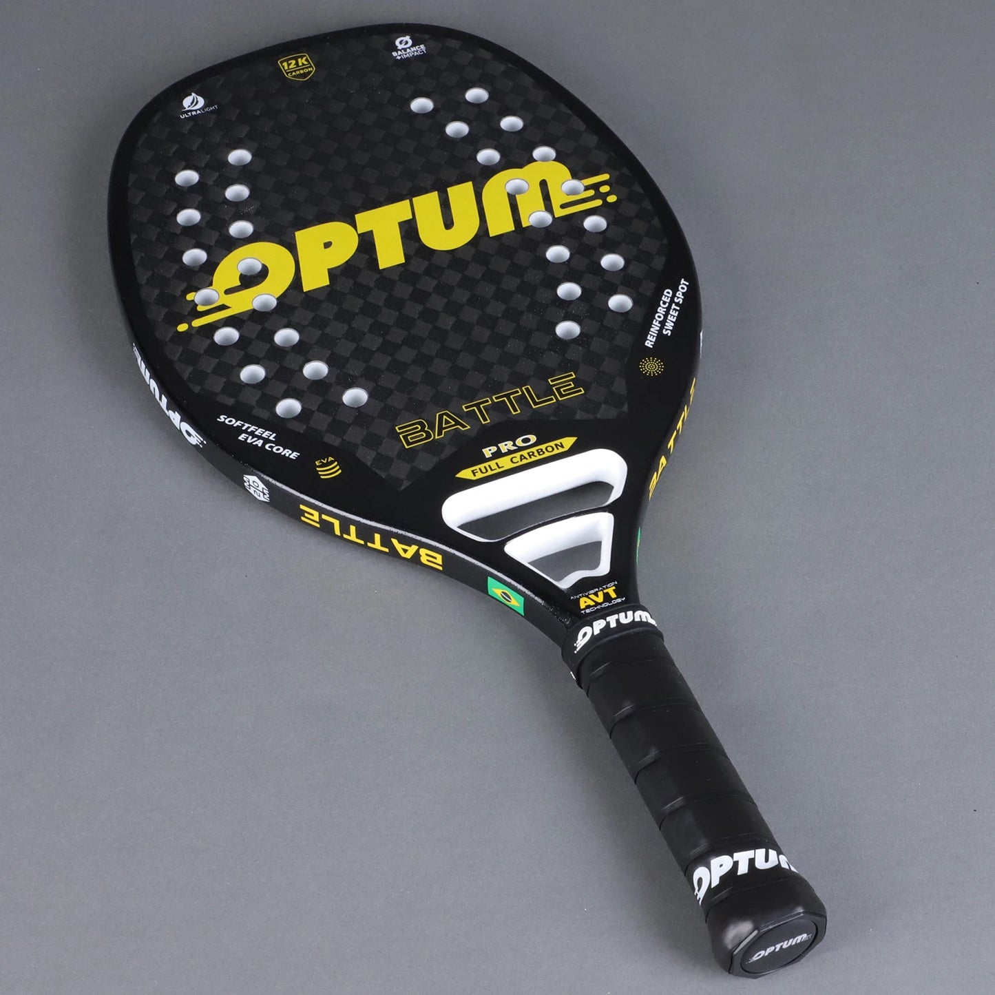 OPTUM BATTLE 12K Carbon Fiber Rough Surface Beach Tennis Racket With Cover Bag