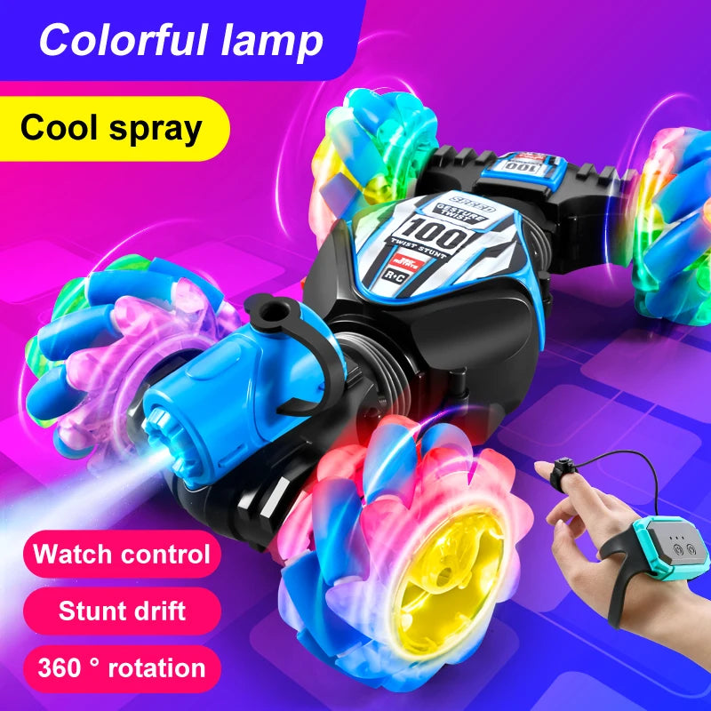 2023 Newest RC Stunt Car 2.4G Remote Control Cars RC Watch Gesture Sensor LED Rotation Gift Electronic Toy for Kids Boys