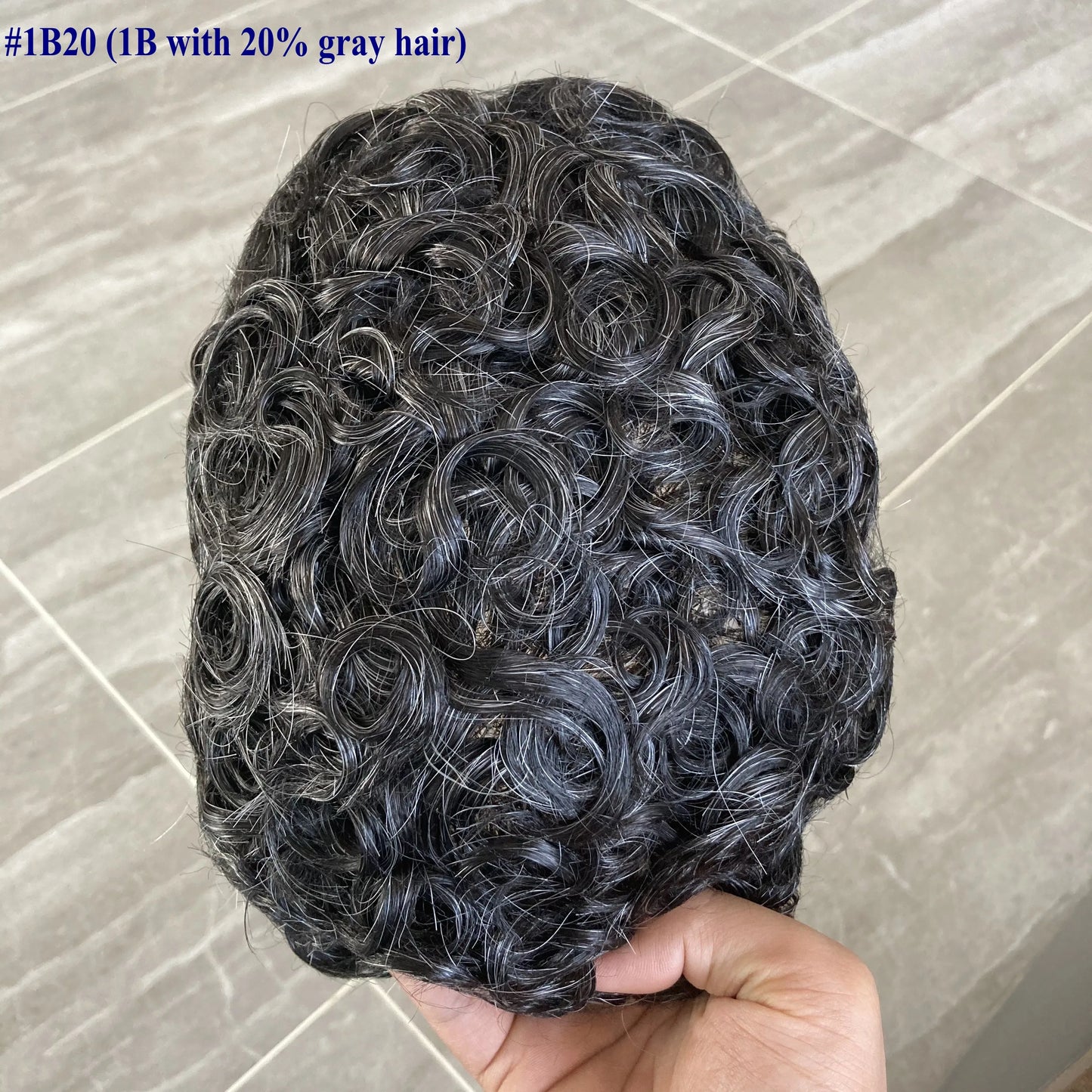 Full Skin Base 20mm Curly Human Hair Men's Toupee Durable Prosthesis System Black/Brown Hair Piece 130 Density Natural Frontline