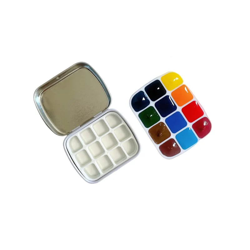 Empty Mini Watercolor Box 12/24grid  Portable Watercolor Palette Travel Painting Sketch Moisturizing Box Paint Box Art Supplies