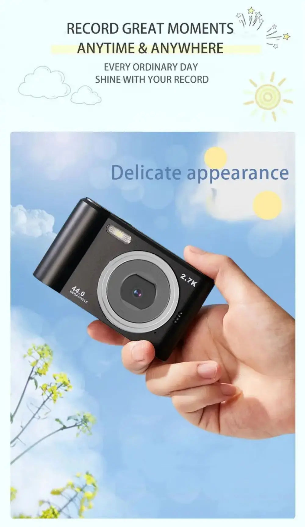 Digital Camera Autofocus Camera for Kid Camcorder with 8x Zoom Compact Cameras 1080P Cameras for Beginner Photography