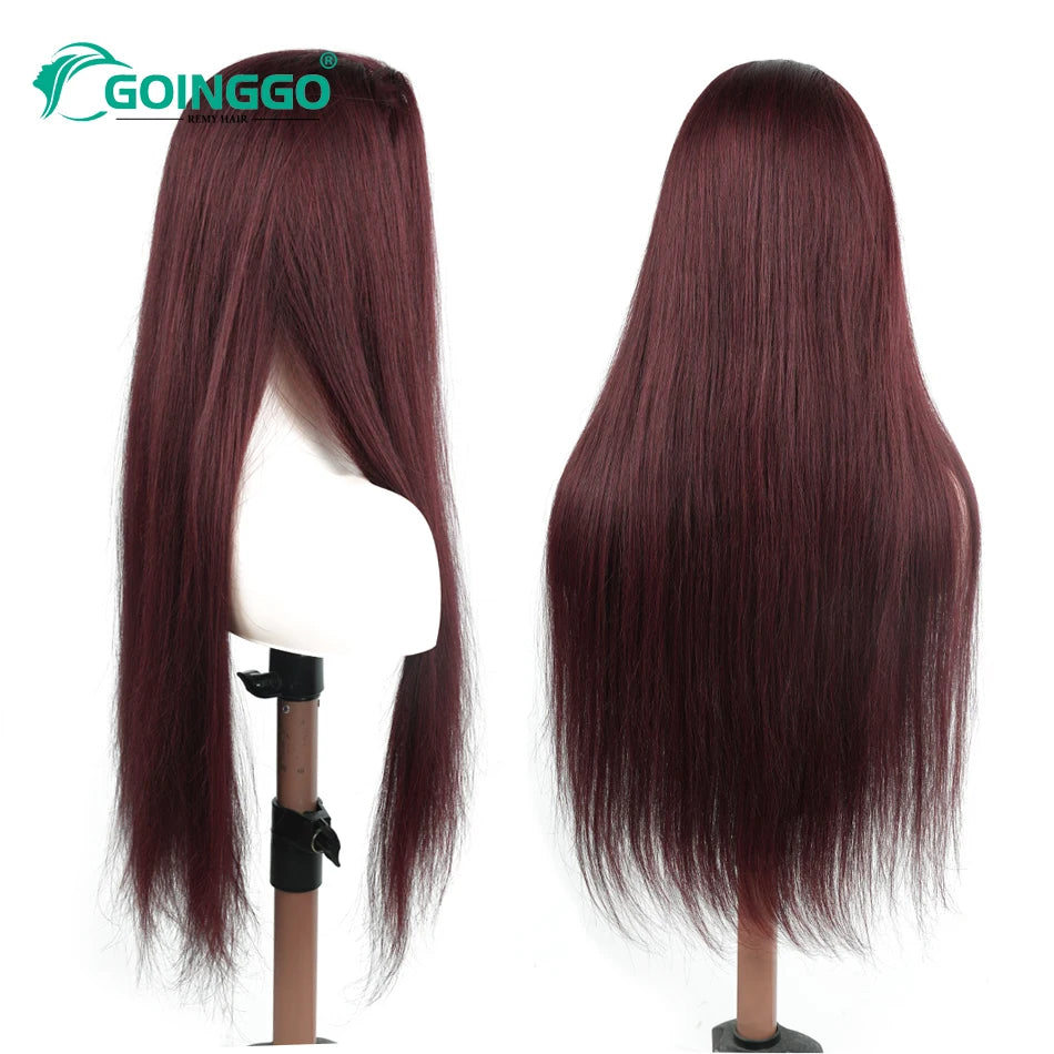 3/4 Human Hair Half Wig Machine Made Straight Long Hair 14-28inch Brazilian Remy Hair Half Head Wigs For Women Cover White Hair