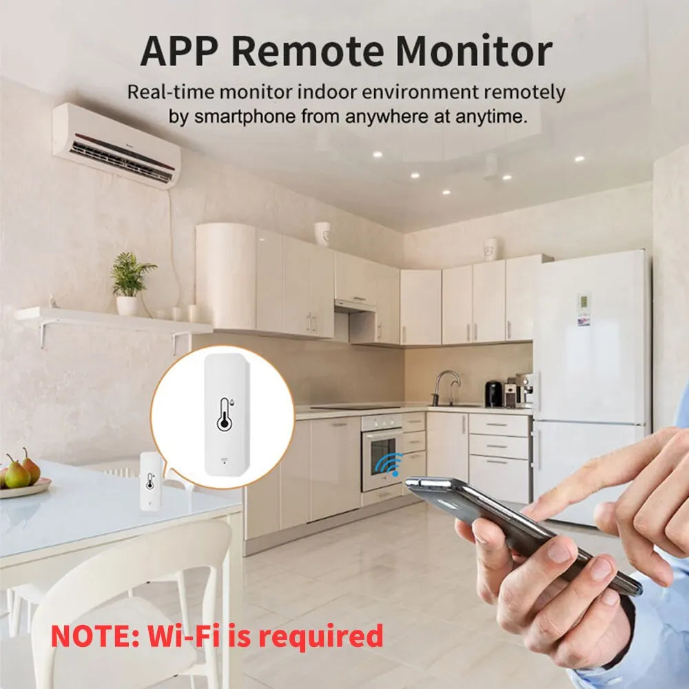 جهاز استشعار درجة الحرارة والرطوبة Tuya WiFi SmartLife Remote Monitor للمنزل الذكي يعمل مع Alexa Google Assistant