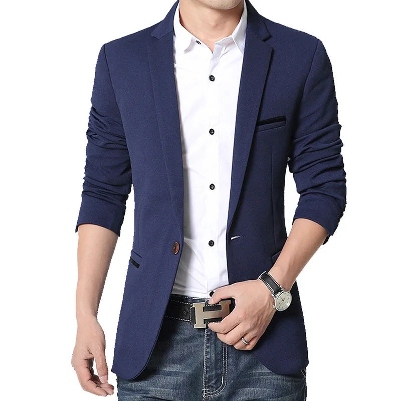 Brand Men's Casual Blazer 2023 Autumn New Fashion Slim Business Suit Coat Gentleman High-quality Men's Clothing Homme M~5XL