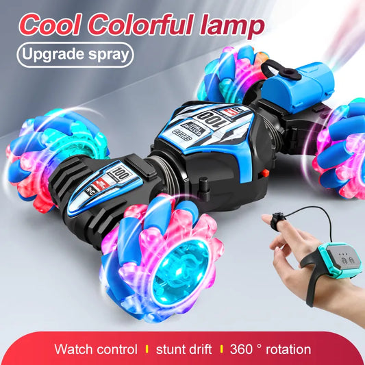 أحدث سيارة 2023 RC Stunt Car 2.4G Remote Control Cars RC Watch RC Sensor Emotional LED هدية لعبة إلكترونية للأطفال الأولاد