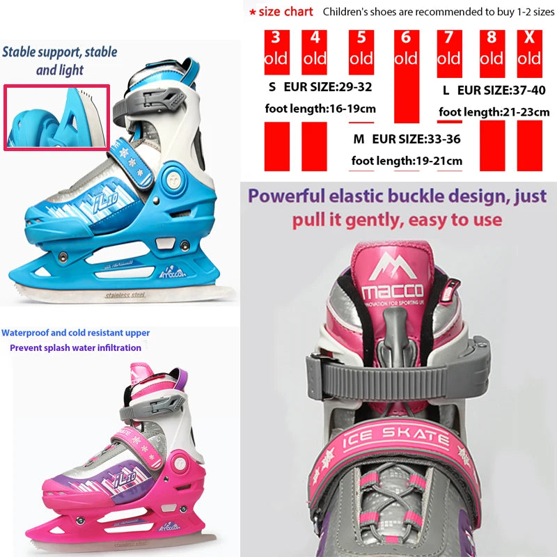 New Beginners Breathable Adjustable Winter Ice Blade Speed Skates Shoes Children Ice Blade Warm Thermal Ice Hockey Skating Shoes