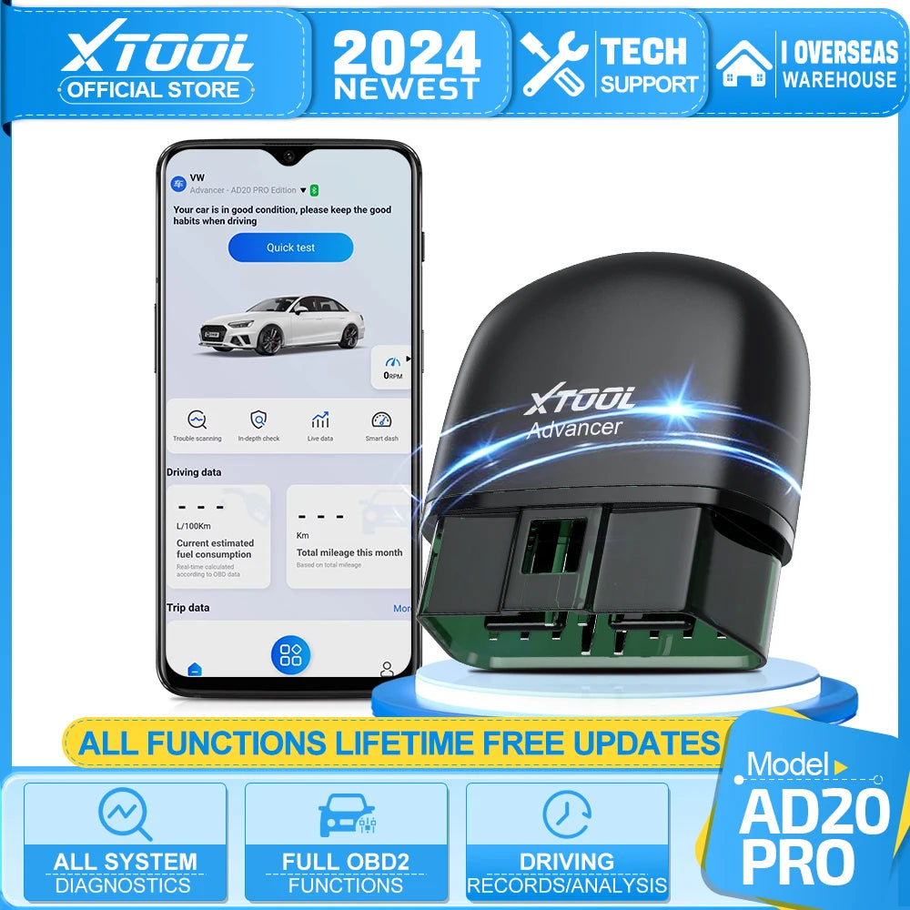 XTOOL Advancer AD20Pro Obd2 ماسح ضوئي مزود بتقنية البلوتوث نظام كامل أداة تشخيص السيارة obd2 الماسح الضوئي إعادة تعيين الزيت وقارئ رمز اختبار البطارية