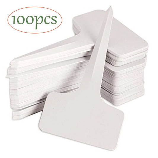 50/100pcs White Plastic PVC Plant T-type Tags Markers Nursery Garden Labels Seedling Tray Pots Decoration Garden Labels 6x10cm