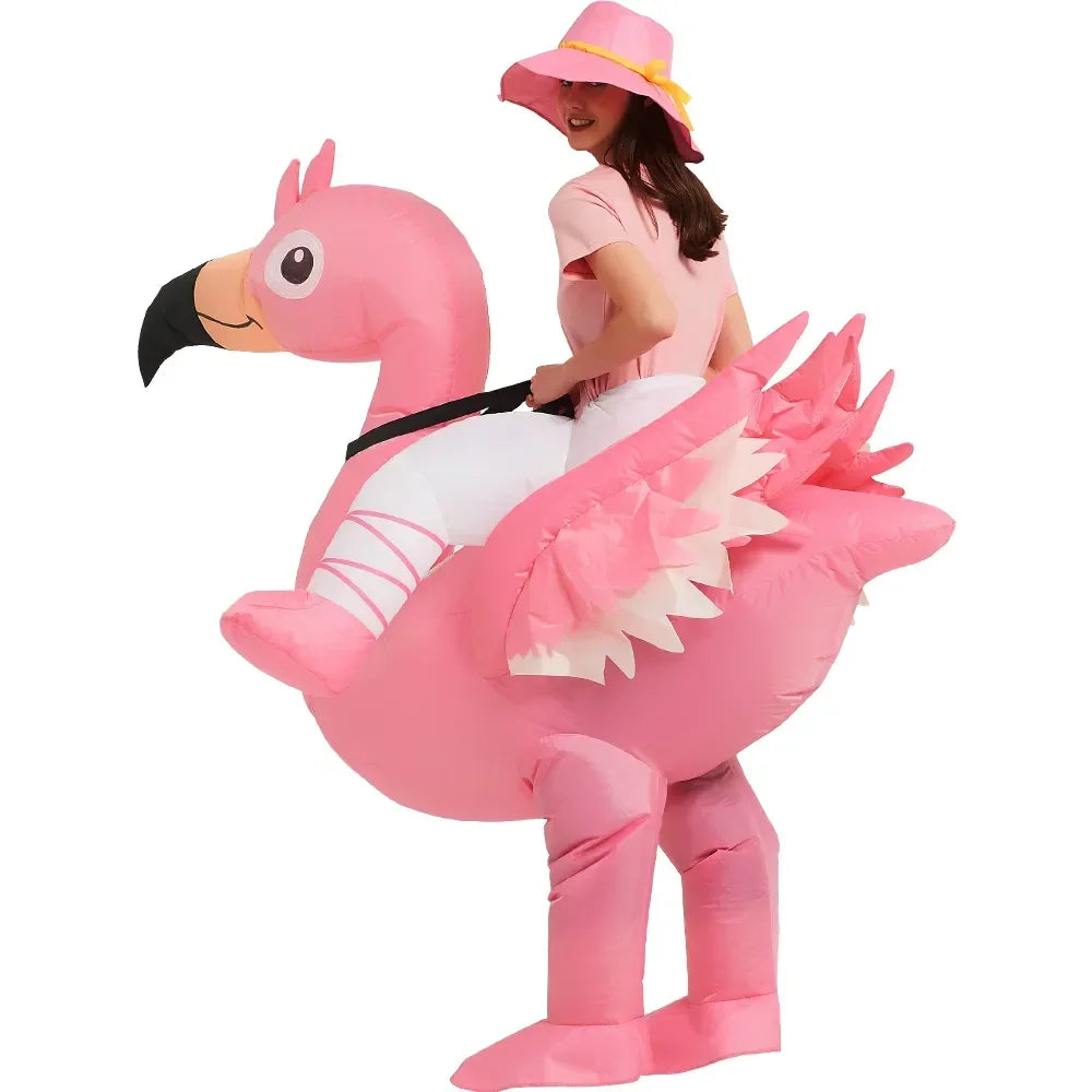 Flamingo Inflatable Costume Christms Mascot Halloween Costume for Women Adults Kids Cartoon Anime Mascot Cosplay for Party