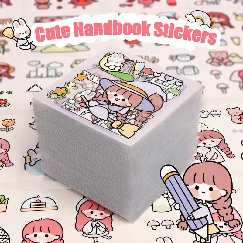 10/100Pcs Kawaii Stickers PET Pattern Cartoon Scrapbooking Cute Sticker DIY Handbook Stickers Decoration Stationery Supplies