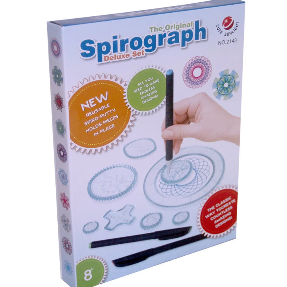 تصميمات تروس وعجلات متشابكة، رسم ألعاب تعليمية 2022 مجموعة تصميمات جديدة من Spirograph Deluxe مجموعة من الصفيح لرسم الحلزون