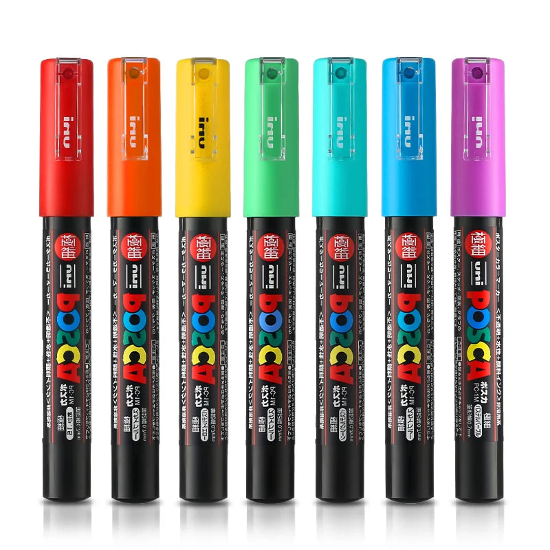 قلم تحديد UNI POSCA PC-3M POP، أدوات فنية إعلانية، ملصقات، مكتب، طلاب، رسم، رسوم متحركة، قرطاسية مرسومة يدويًا، جرافيتي