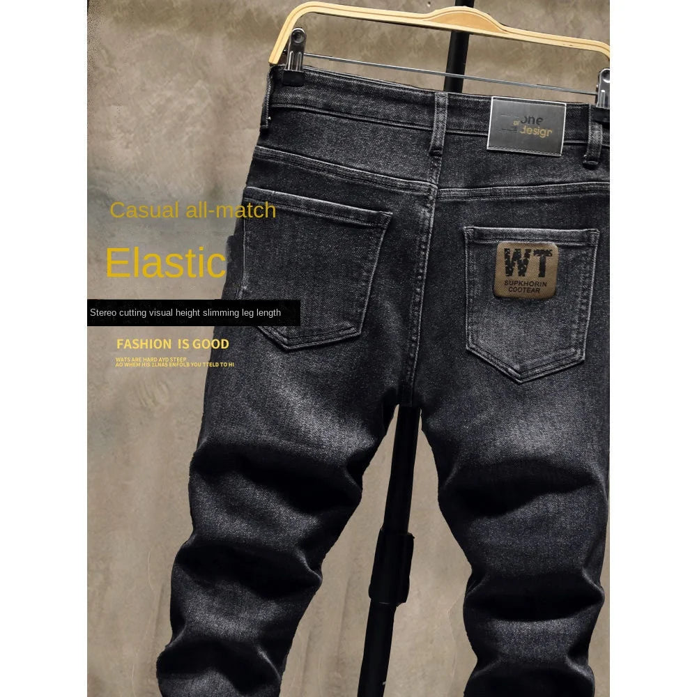 Original Fashion Luxury Brand Black Jeans for Men Tailored and Stretchy Boyfriend Comfortable Classic Denim Stretch Trousers