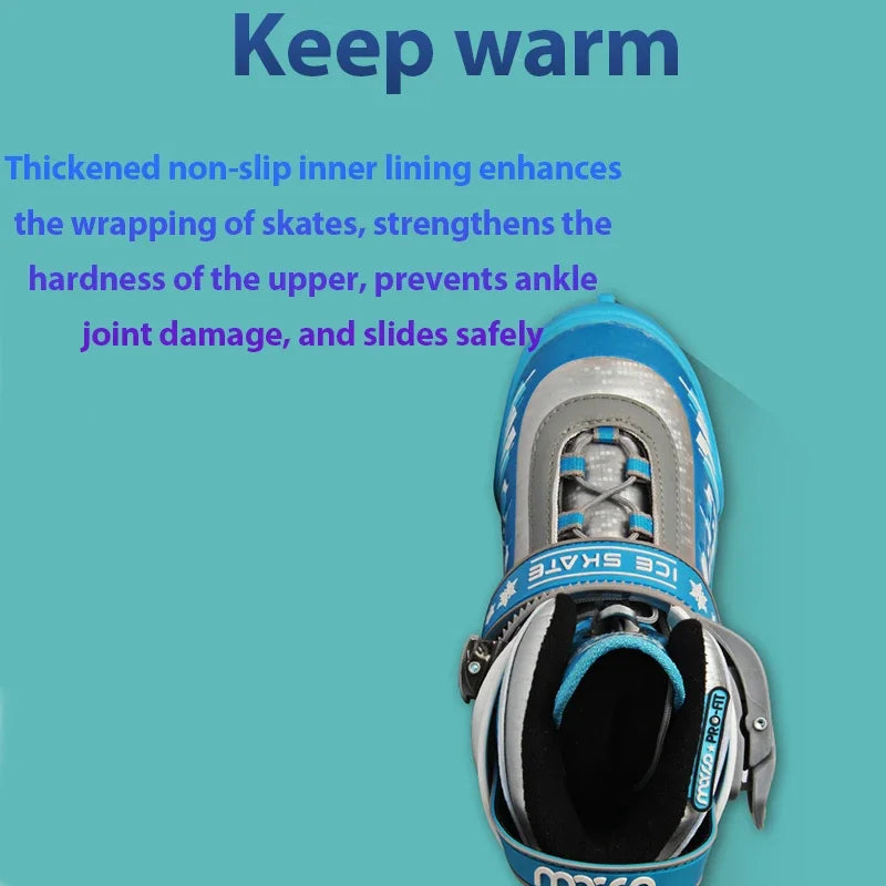 New Beginners Breathable Adjustable Winter Ice Blade Speed Skates Shoes Children Ice Blade Warm Thermal Ice Hockey Skating Shoes