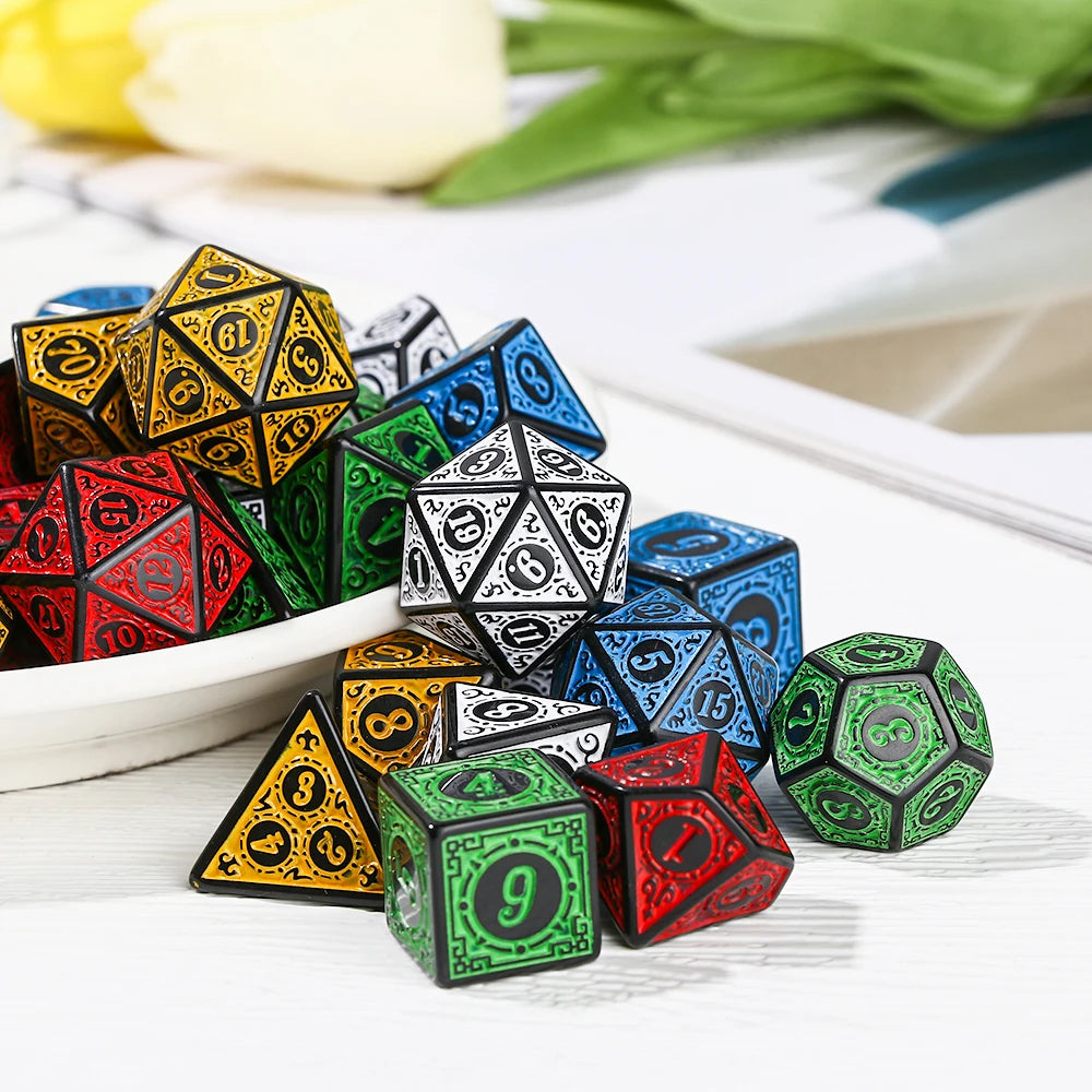 7 قطع من النرد متعدد السطوح، نرد ألعاب متعدد السطوح بلونين، لعبة RPG Dungeons and Dragons DND RPG D20 D12 D10 D8 D6 D4 لعبة الطاولة