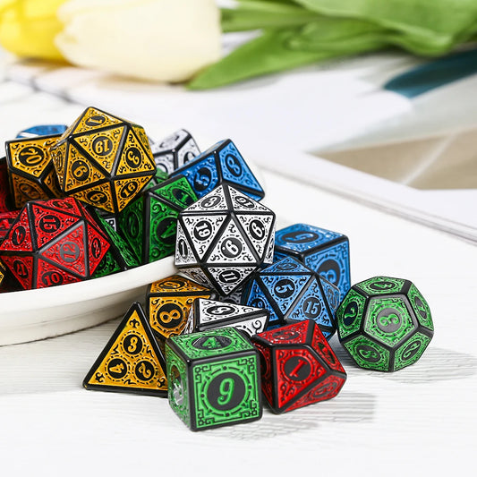 7Pcs Polyhedral Dice Double-Colors Polyhedral Game Dice for RPG Dungeons and Dragons DND RPG D20 D12 D10 D8 D6 D4 Table Game