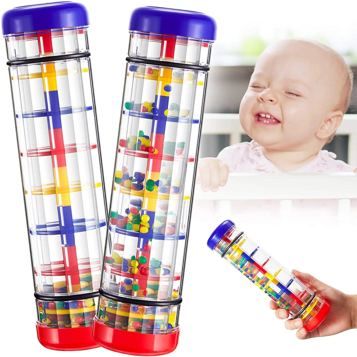 لعبة Rainmaker Baby Toy Rain Stick ألعاب موسيقية للأطفال من عمر 1 إلى 3 سنوات، لعبة خشخيشة يدوية، لعبة أداة تعليمية للأطفال