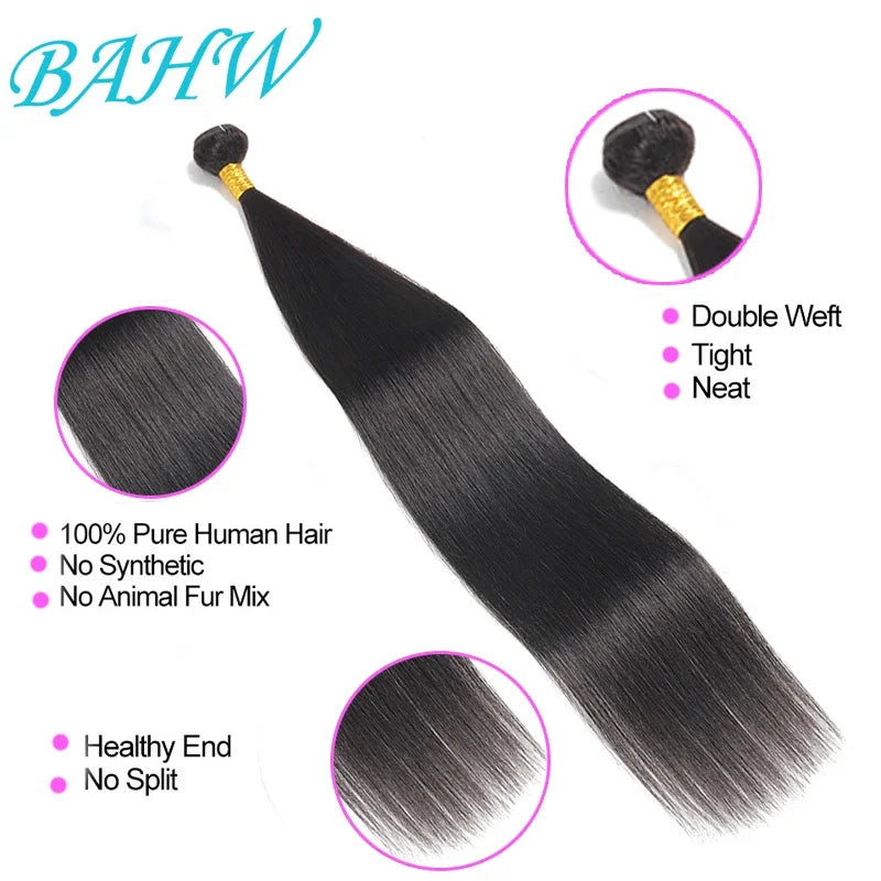 BAHW 12A Brazilian Bone Straight Hair Bundles Wholesale Cheap Natural Color 100% Virgin Human Hair Extensions For Black Women