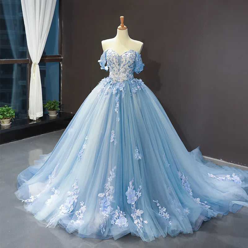 Новинка 2023 года, платья Quinceanera с открытыми плечами, милое вечернее платье, элегантное платье для выпускного вечера с бальным платьем Trian Calssic на заказ для девочек