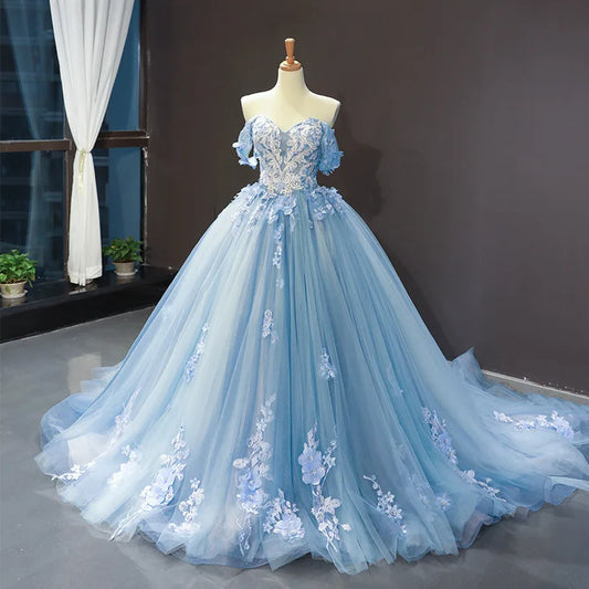 2023 New Off Shoulder Quinceanera Dresses Sweet Party Dress Elegant Prom Gown With Trian Calssic Ball Gown Customize For Girls