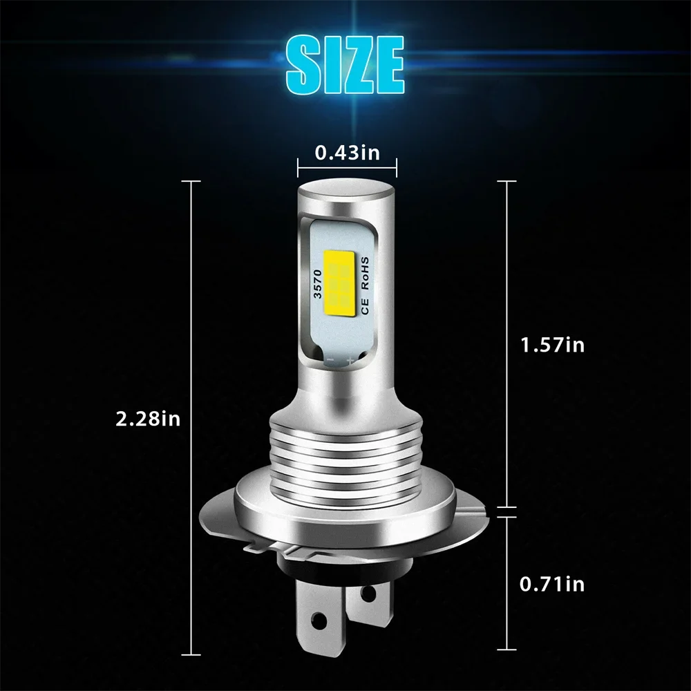 2Pcs H7 H4 Led Car Fog Light Bulbs H1 H8 H9 H11 9005 9006 Super Bright CSP LED Headlight DRL Lamp Kit High Low Beam 6000K 12V