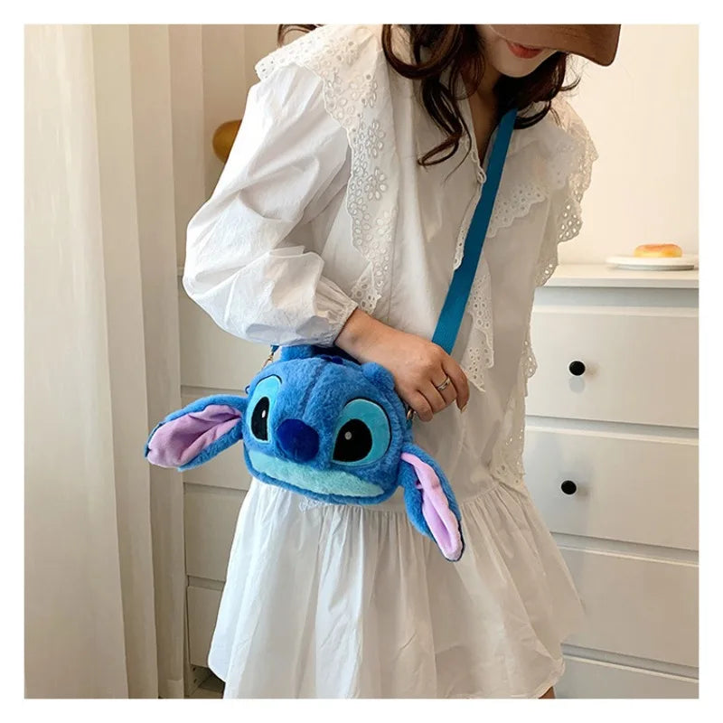 Disney New Lilo &amp; Stitch Мягкие игрушки Kawaii Plush Messenger Bag Сумочка для девочек Мягкие игрушки из аниме Детские мультяшные плюшевые мягкие сумки